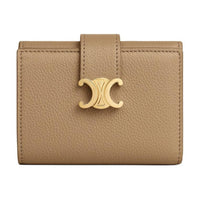 CELINE Victoire Cow Leather Wallet Women's Smoky Brown