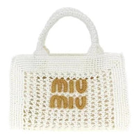 MIU MIU Fabric Handbag Women's White