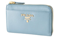 PRADA Leather Wallet Key Pouch Women's Blue
