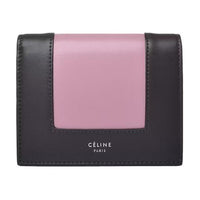 CELINE Frame Leather Card Holder Wallet Regular Women's Black/Pink