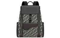 DIOR Grained Cow Leather Saddle Bag Backpack Men's Beige/Black