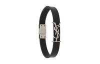 SAINT LAURENT Leather Logo Bracelet