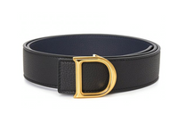 DIOR Double-Sided Emblem Styling Smooth Buckle Leather Belts Men's Black Width 3.5CM