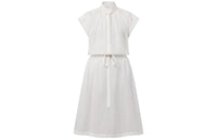 LOUIS VUITTON Monogram Fil Coupé Lavaliere Collar Dress