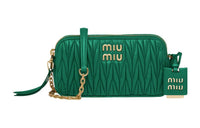 MIU MIU Matelassé Leather Crossbody Bag Shoulder Bag Women's Green