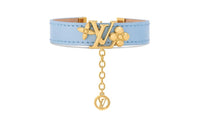 LOUIS VUITTON Metal Leather Bracelets Women's Blue