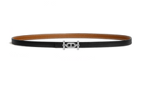 HERMES Letter Logo Smooth Buckle Leather Belts Women's Black/Brown Width: 1.3cm