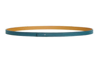 HERMES Double Sided Design Calfskin Leather Belts Women's Blue Width 1.3CM