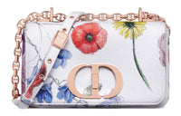 DIOR Caro Denim Shoulder Bag Crossbody Bag Handbag Small Size Women's White