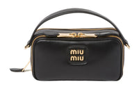 MIU MIU Leather Portable Crossbody Bag Shoulder Bag Women's Black