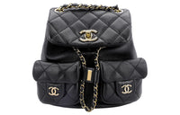 CHANEL Duma Smooth Calf Leather Frog Backpack Small Size Women's Black
