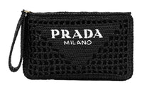 PRADA Raffia Clutch Women's Black