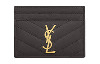 SAINT LAURENT Monogram Leather Card Clip Card Holder Women's Black