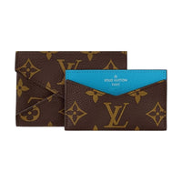 LOUIS VUITTON Kirigami Leather Trim Card Holder Women's Blue & Brown