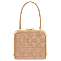 CELINE Suede Calfskin Handbag Women's Light Camel
