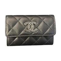 CHANEL Leather Coin Purses Card Holders Women's Black