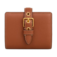 CELINE Cow Leather Wallet Small Size Women's Brown