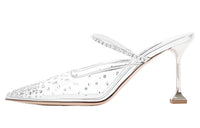 MIU MIU Closed Toe Slippers Women's Silver White