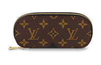 LOUIS VUITTON Monogram Canvas With Leather Eyeglass Pouch Large Size Unisex Brown