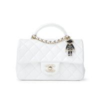 CHANEL Classic Flap CF Lambskin Handbag, Shoulder Bag, Crossbody Bag Mini Women's White