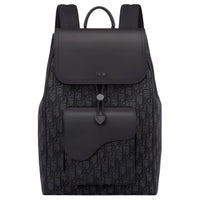 DIOR Oblique Printed Fabric With Grain Cow Leather Backpack Men's Black
