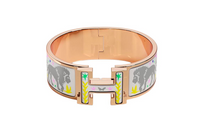 HERMES Enamel Rose Gold-Plated Bangles Women's White/Gold