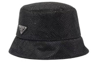 PRADA Fabric, Synthetic Crystal, Enamel, Cotton Metal Bucket Hats Women's Black