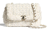 CHANEL Cotton Mouth Cover Bag Shoulder Bag Women's White