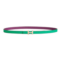HERMES Metal Leather Belts Unisex Mint/Silver Lotus Width 1.3cm