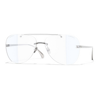 CHANEL Titanium Aviator Eyeglass Frames Unisex Silver