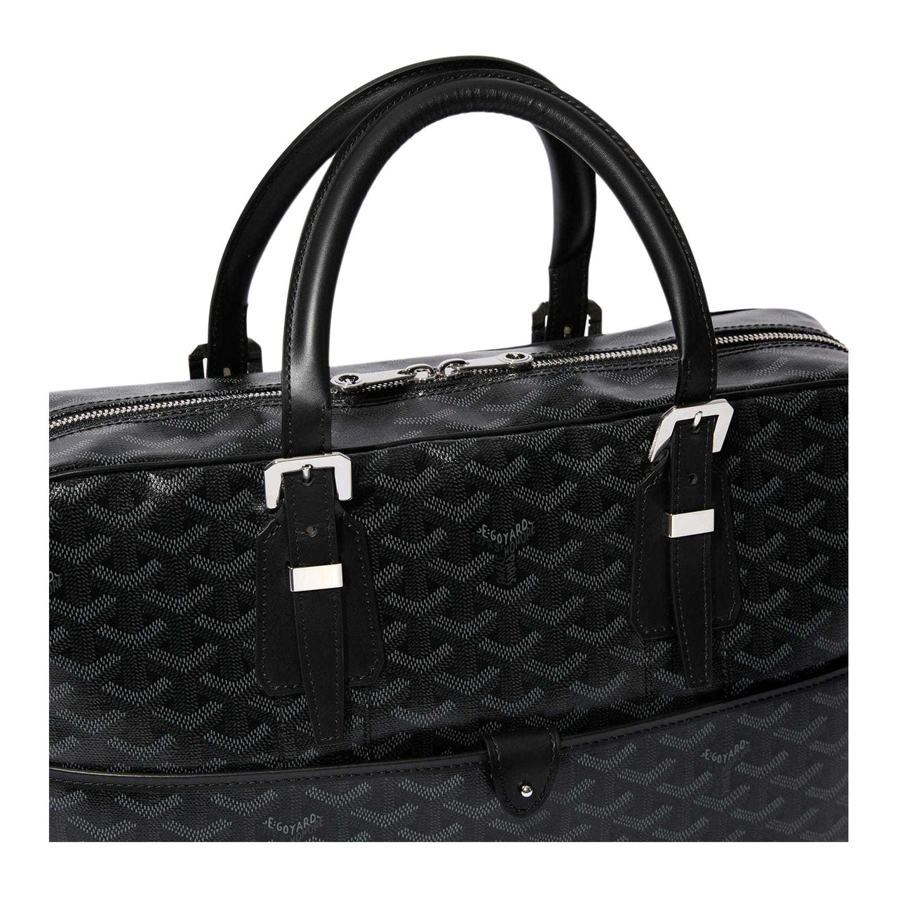 GOYARD Ambassade Canvas With Cervon Calfskin Handbags Briefcases Medium Size Unisex Raven