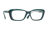 CHANEL Acetate Rectangular Eyeglass Frames Unisex Green