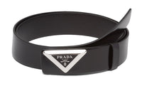 PRADA Leather Belts Unisex Black Width 3.3cm