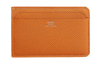 HERMES Epsom Calfskin Card Holder Unisex I9 Abricot Apricot