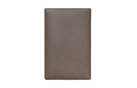HERMES Calvi Cow Leather Card Holder, Wallet Women's Tin Gray With Avocado