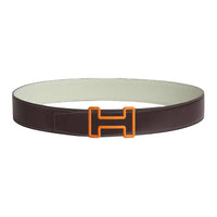 HERMES Calfskin Leather Belts Men's Umber Width: 3.8CM