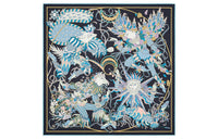 HERMES Silk Scarves Women's Black Blue/Sky Blue/Pink