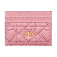 DIOR Caro Cow Leather Card Holder Women's Peach Pink