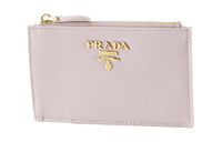 PRADA Leather Card Holder Women's Light Purple & Pink