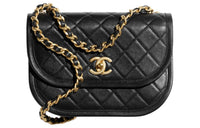 CHANEL Shoulder Bag Crossbody Bag Cow Leather Women's Black