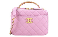 CHANEL Grained Cow Leather Shoulder Bag Crossbody Bag Handbag Women's Pink