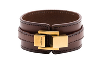 SAINT LAURENT Engraved-logo Leather Bracelet