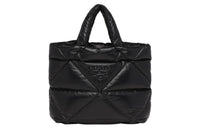 PRADA Lined Soft Sheepskin Tote Bag Shopping Bag Handbag Women's Black