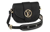 LOUIS VUITTON Pont Grained Cow Leather Shoulder Bag Crossbody Bag Small Size Women's Black