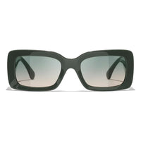 CHANEL Acetate Metal Rectangular Sunglasses Women's Green
