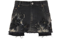 MIU MIU SS22 Denim Short Skirts Women's Black