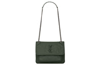 SAINT LAURENT Niki Baby Crinkled Vintage Dark Green