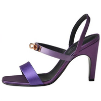 HERMES Glamour Strap Sandals 9.5cm Women's Purple