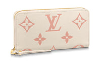 LOUIS VUITTON Zippy Soft Grained Cow Leather Card Holder Wallet Regular Women's Cream White/Pink