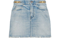 CELINE Denim Short Skirts Women's Light Blue